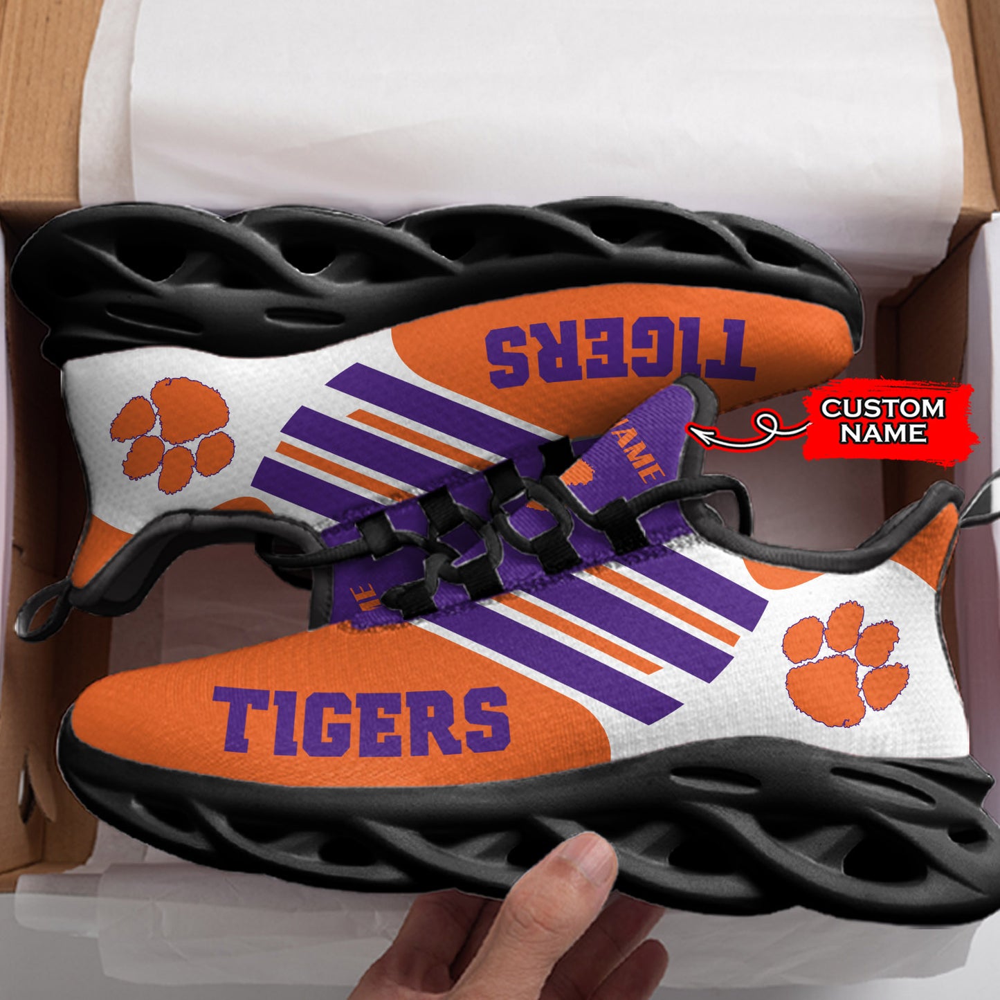 Ideafootwear Clemson Tigers NCAA Max Soul Shoes Sneakers For Men And Women