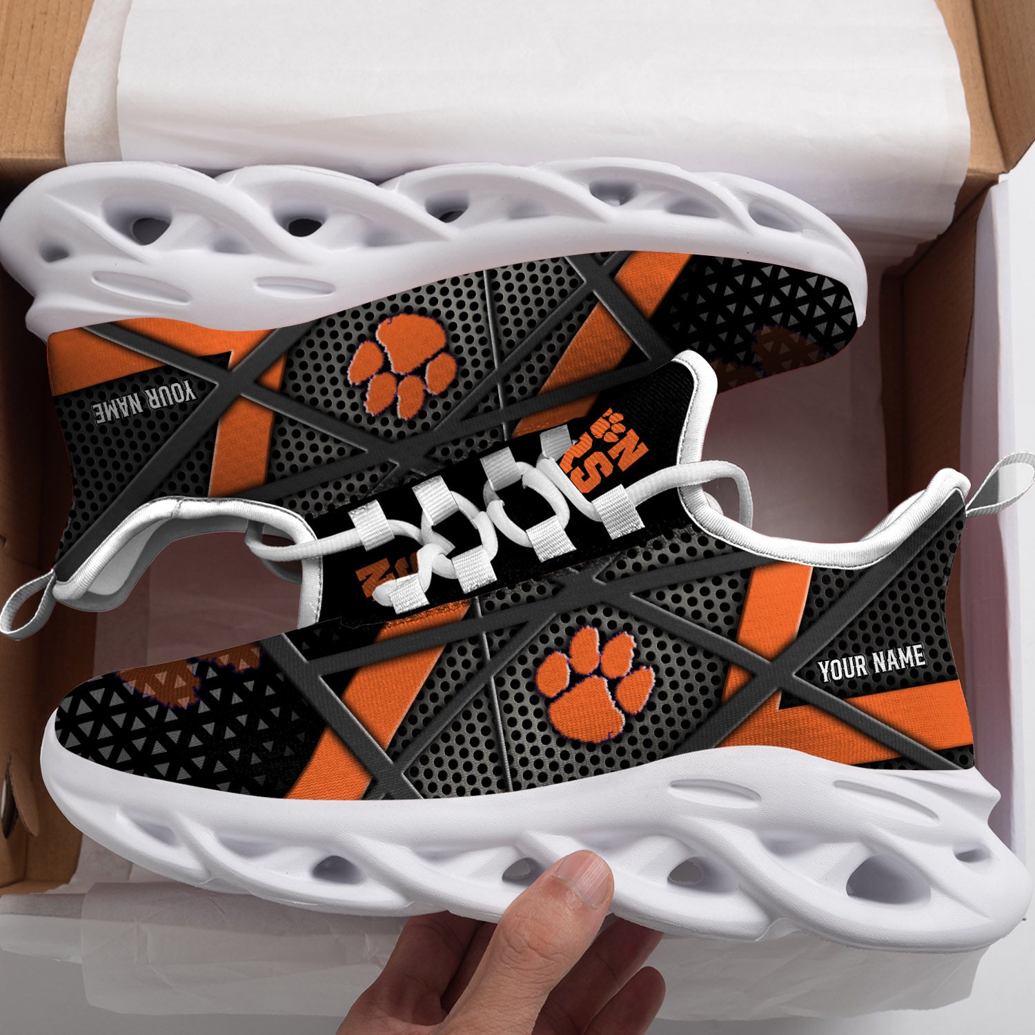 Ideafootwear Clemson Tigers NCAA Max Soul Shoes Sneakers For Men And Women