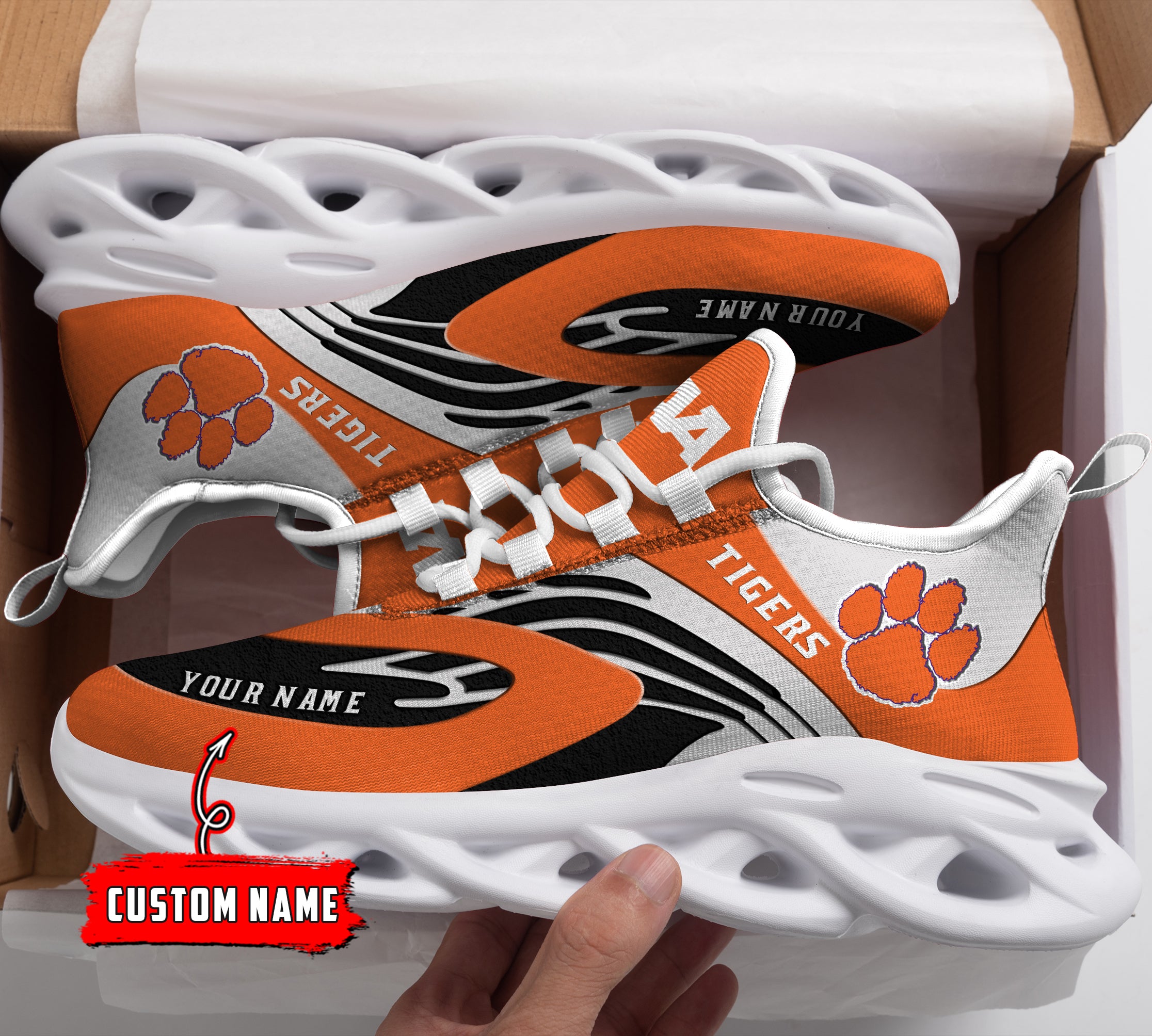 Ideafootwear Clemson Tigers NCAA Max Soul Shoes Sneakers For Men And Women