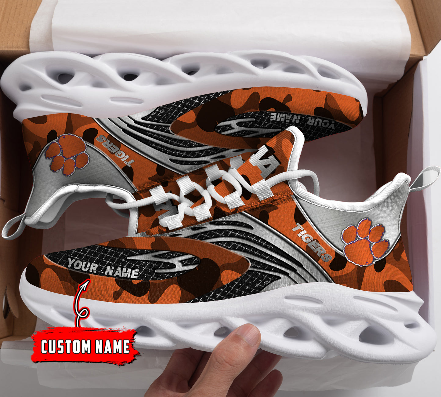 Ideafootwear Clemson Tigers NCAA Max Soul Shoes Sneakers For Men And Women