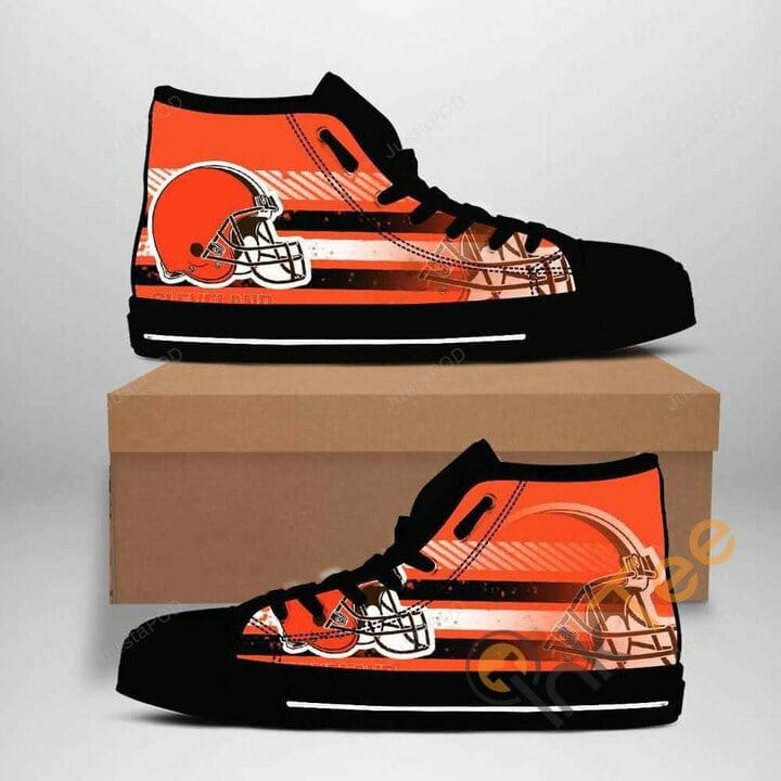 Ideafootwear Cleveland Browns High Top Canvas Sneakers Shoes For Men And Women