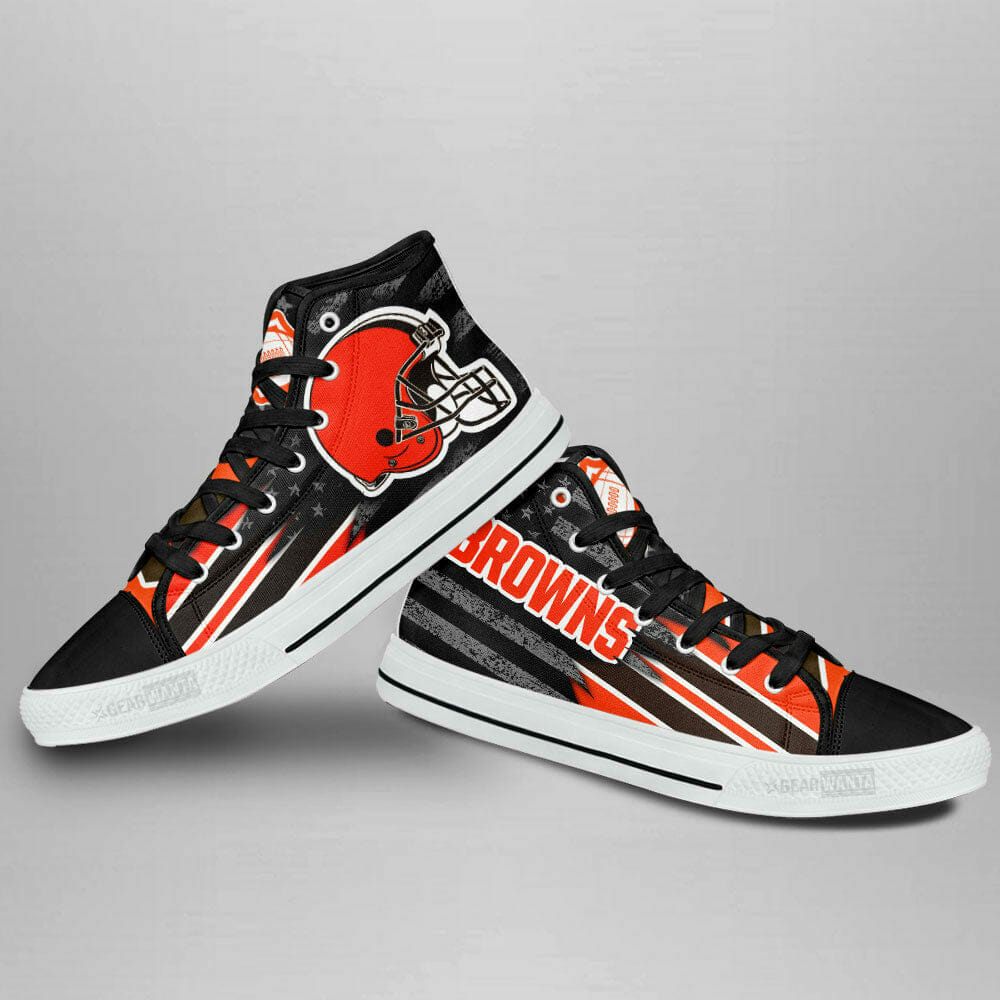 Ideafootwear Cleveland Browns High Top Canvas Sneakers Shoes For Men And Women