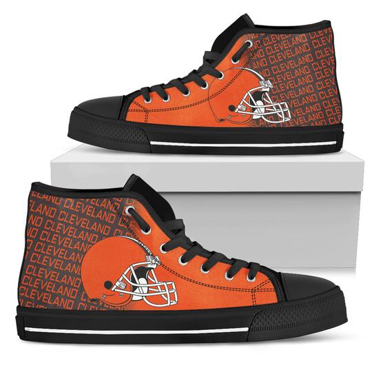 Ideafootwear Cleveland Browns High Top Canvas Sneakers Shoes For Men And Women