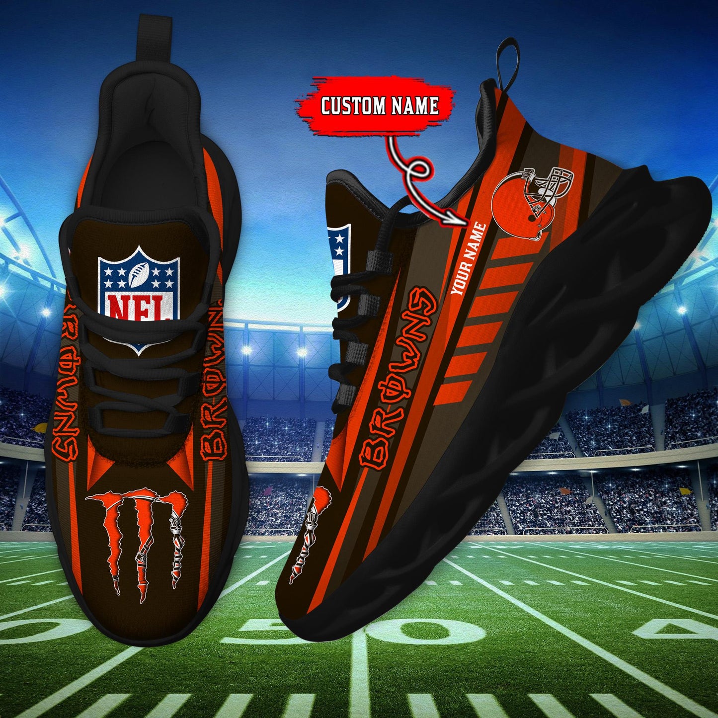 Ideafootwear Cleveland Browns Max Soul Shoes Sneakers For Men And Women