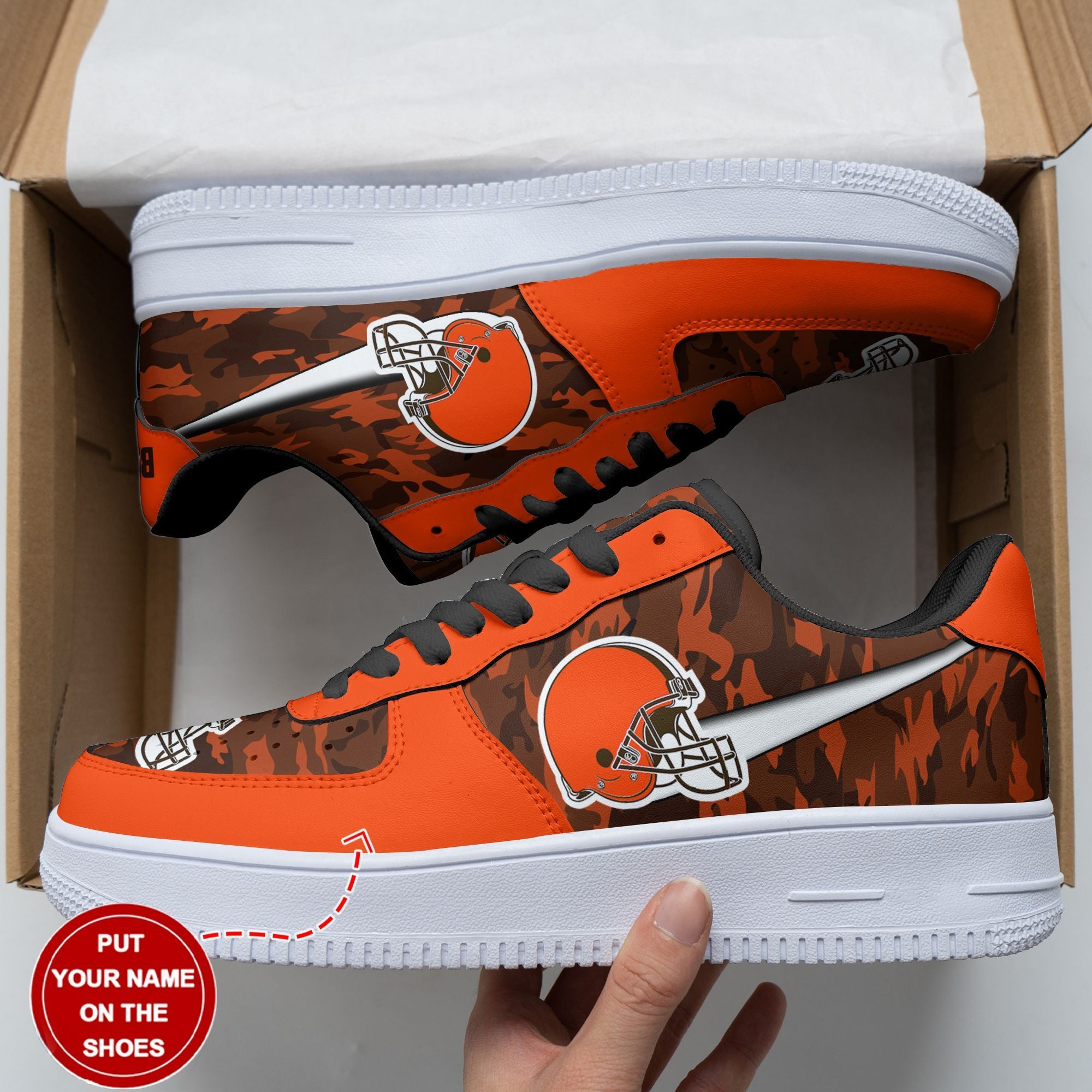 Ideafootwear Cleveland Browns NFL Air Low-Top Sneakers Shoes For Men And Women