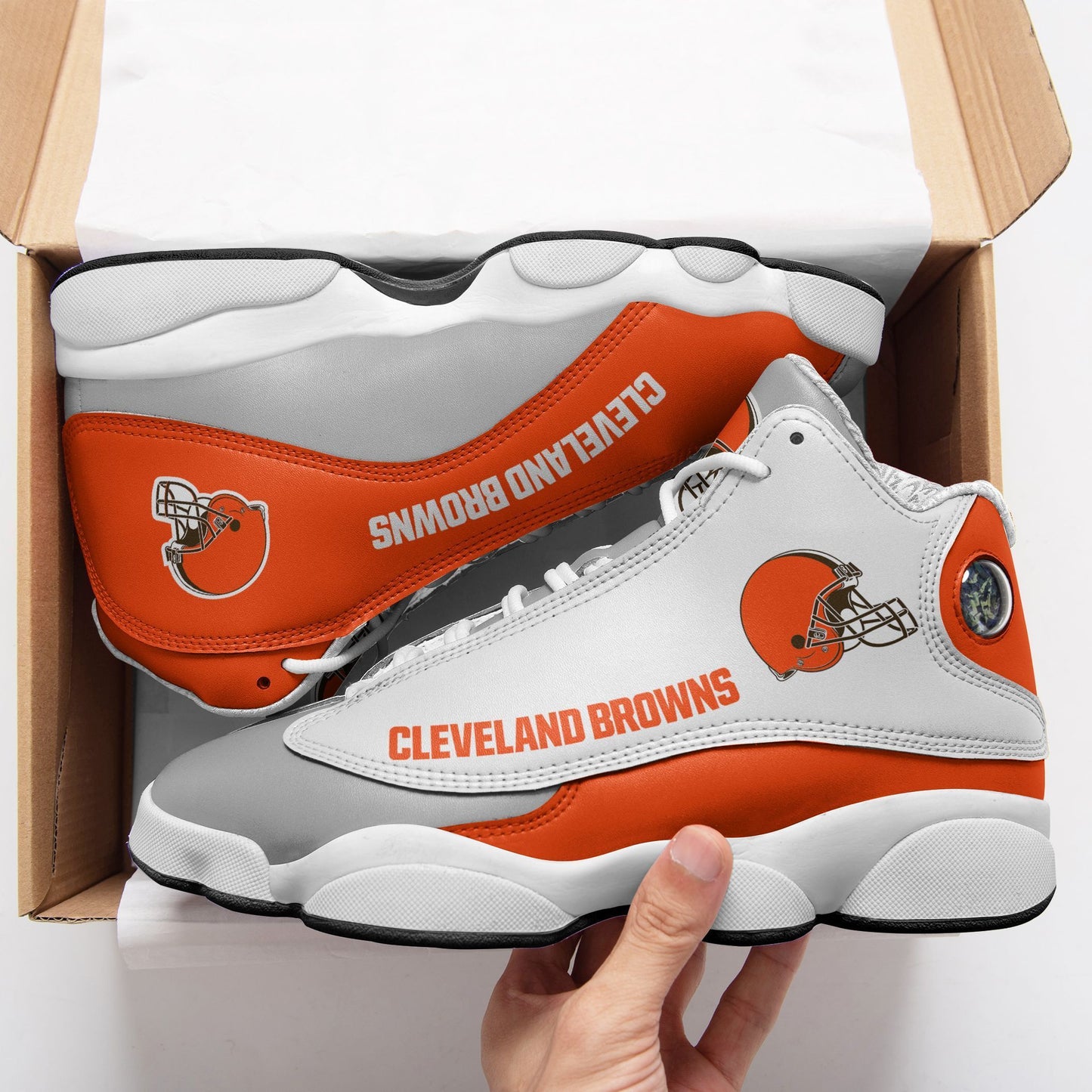 Ideafootwear Cleveland Browns NFL AJ13 Sneakers Shoes For Men And Women