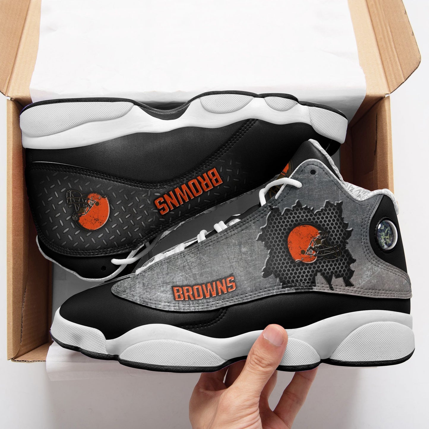 Ideafootwear Cleveland Browns NFL AJ13 Sneakers Shoes For Men And Women
