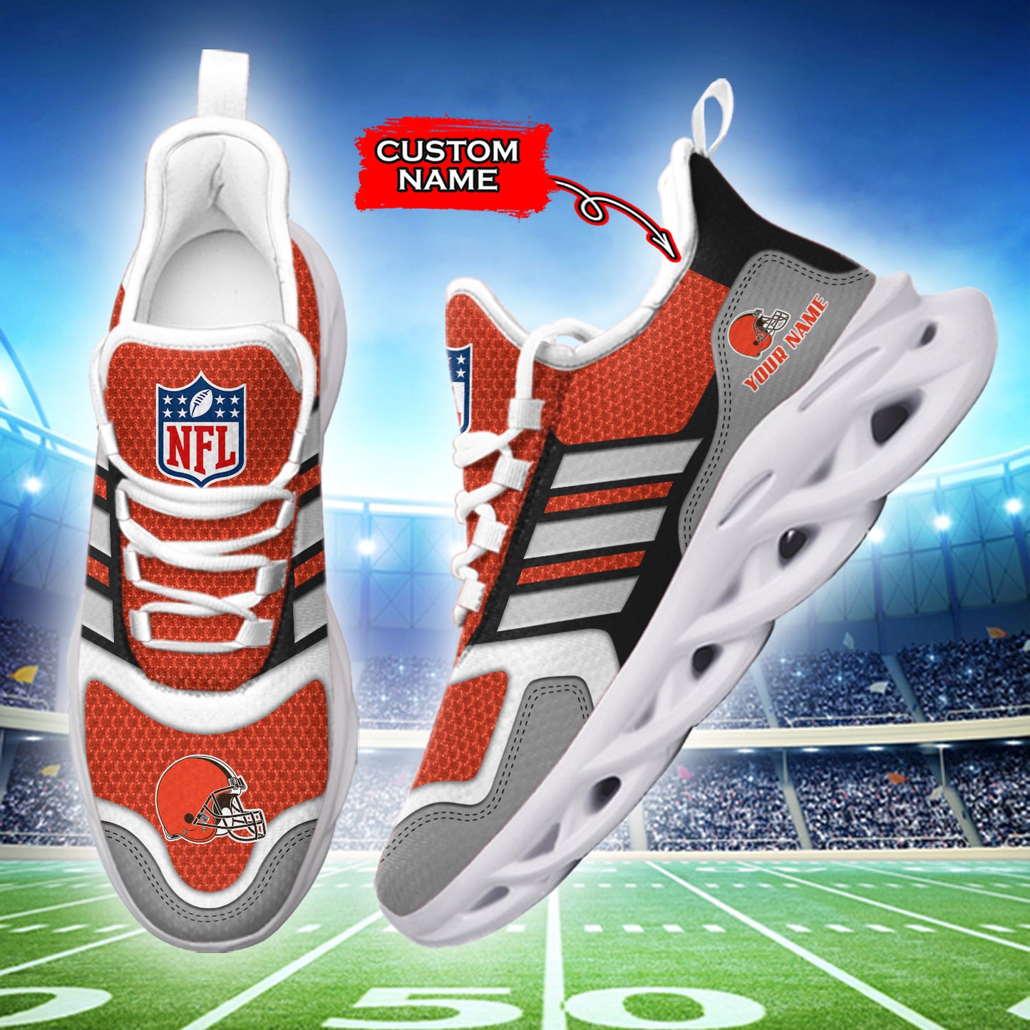 Ideafootwear Cleveland Browns NFL Max Soul Shoes Sneakers For Men And Women
