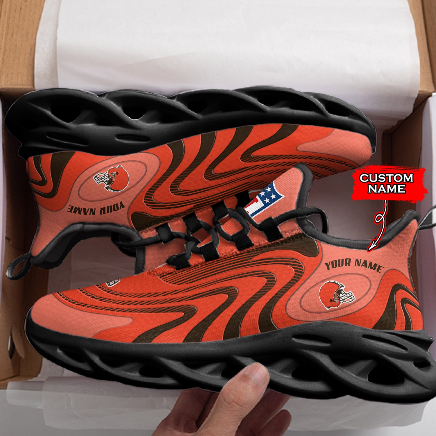 Ideafootwear Cleveland Browns NFL Max Soul Shoes Sneakers For Men And Women