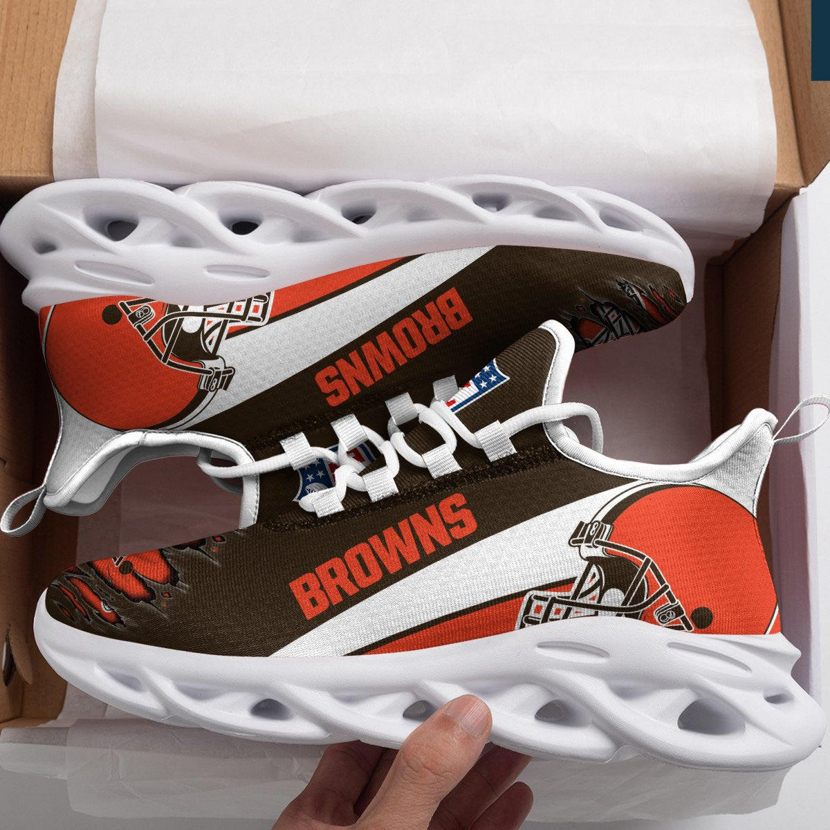Ideafootwear Cleveland Browns NFL Max Soul Shoes Sneakers For Men And Women