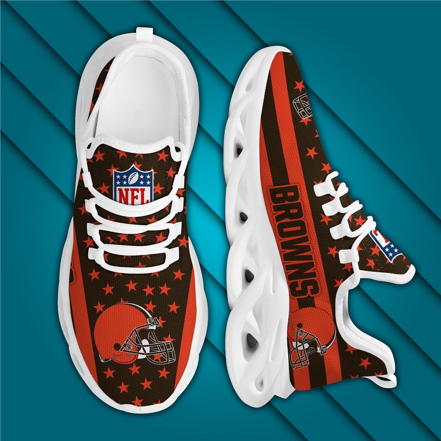 Ideafootwear Cleveland Browns NFL Max Soul Shoes Sneakers For Men And Women