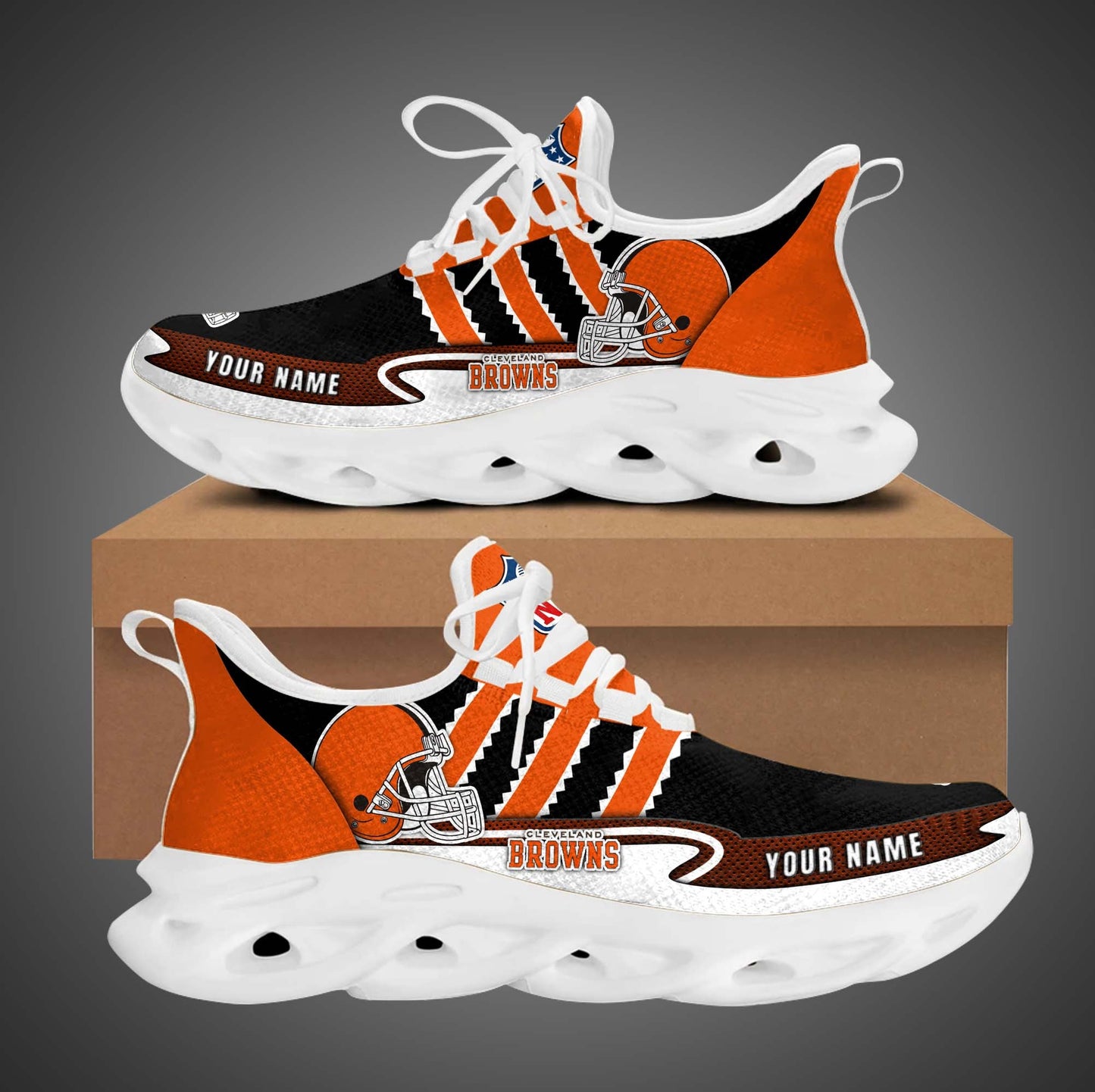 Ideafootwear Cleveland Browns NFL Max Soul Shoes Sneakers For Men And Women