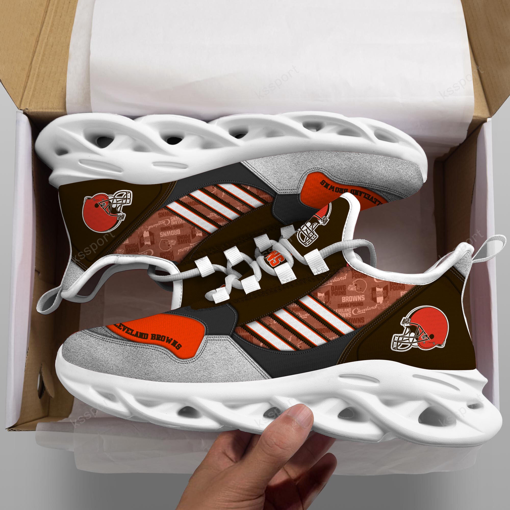 Ideafootwear Cleveland Browns NFL Max Soul Shoes Sneakers For Men And Women