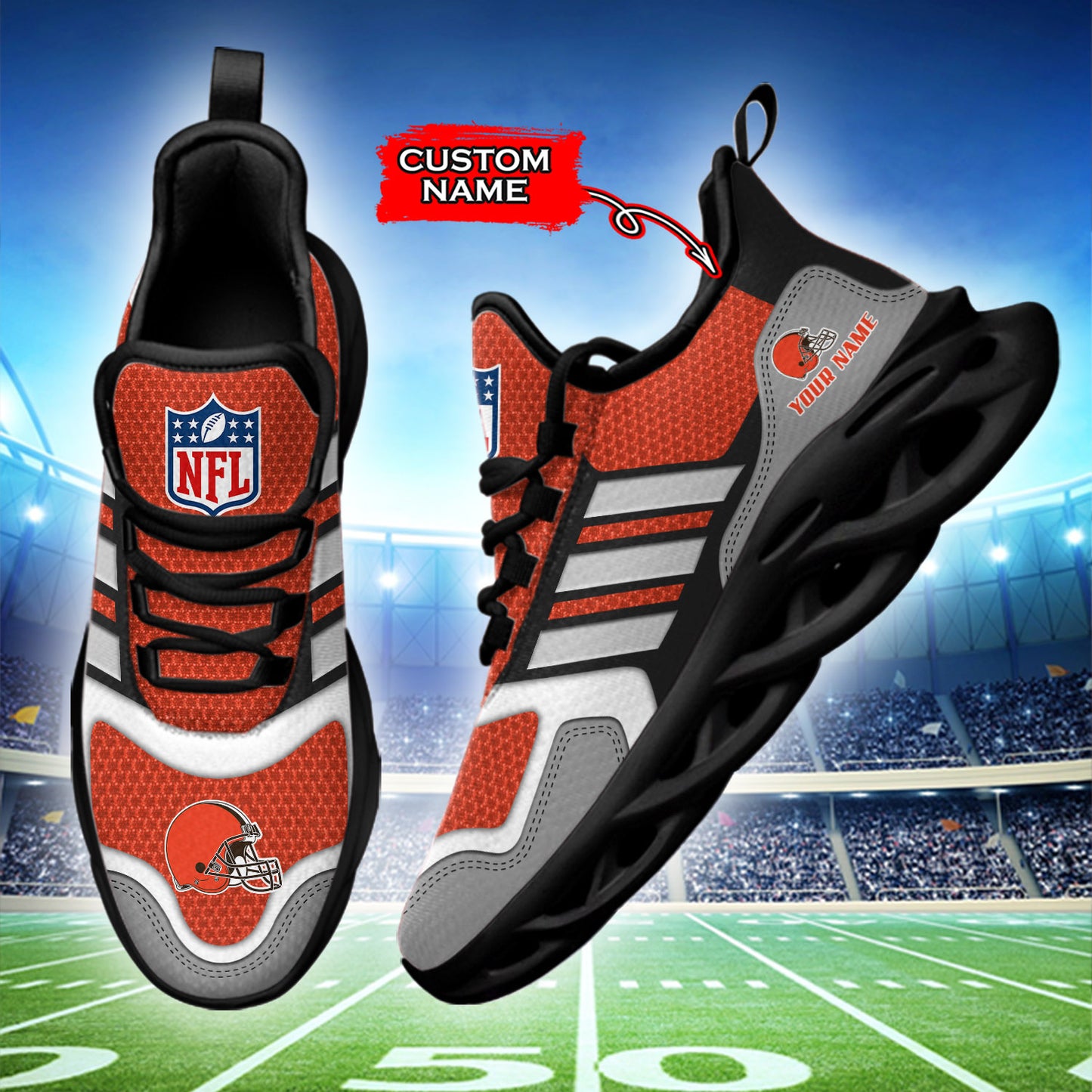 Ideafootwear Cleveland Browns NFL Max Soul Shoes Sneakers For Men And Women