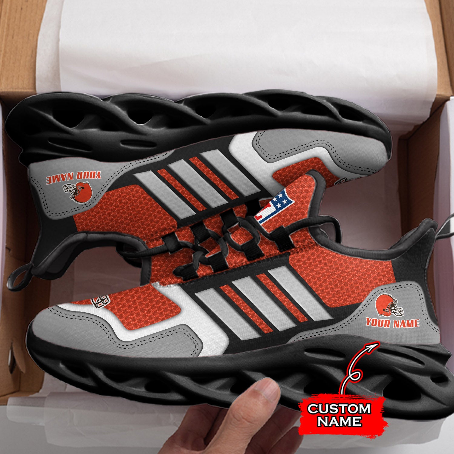 Ideafootwear Cleveland Browns NFL Max Soul Shoes Sneakers For Men And Women