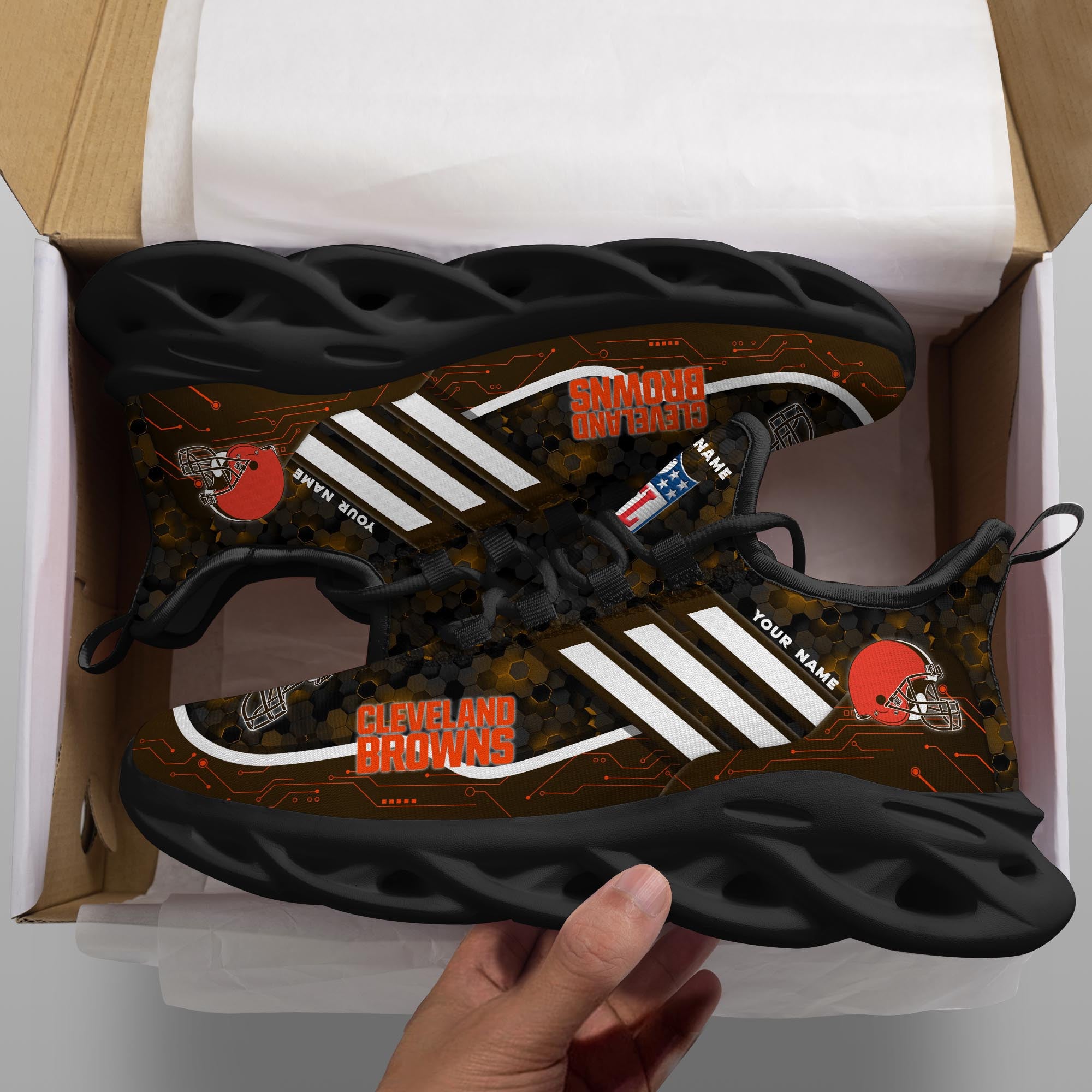 Ideafootwear Cleveland Browns NFL Max Soul Shoes Sneakers For Men And Women