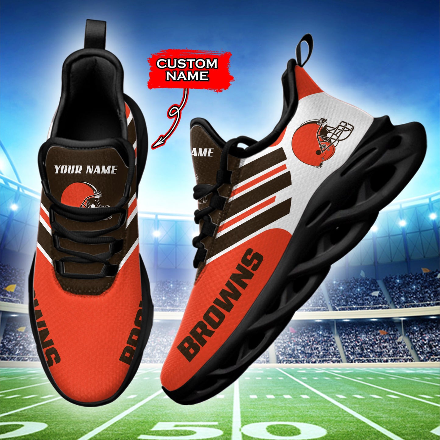 Ideafootwear Cleveland Browns NFL Max Soul Shoes Sneakers For Men And Women