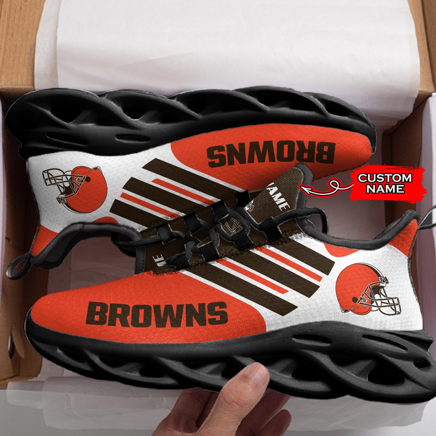 Ideafootwear Cleveland Browns NFL Max Soul Shoes Sneakers For Men And Women
