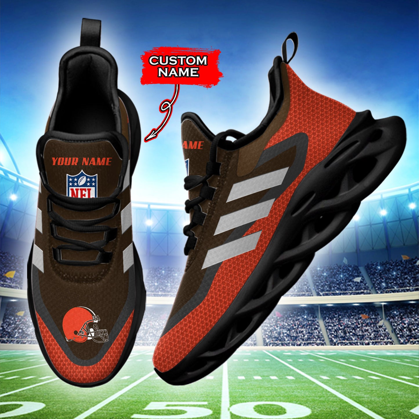 Ideafootwear Cleveland Browns NFL Max Soul Shoes Sneakers For Men And Women