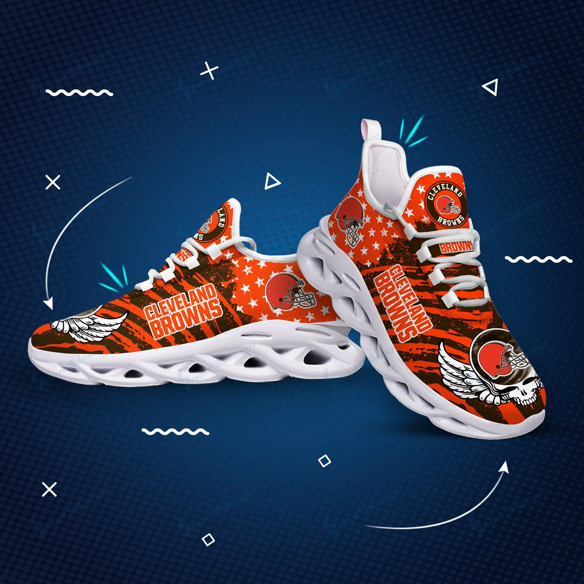 Ideafootwear Cleveland Browns NFL Max Soul Shoes Sneakers For Men And Women