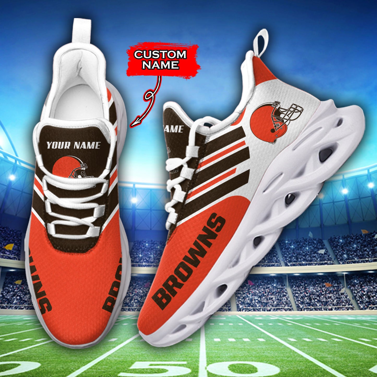 Ideafootwear Cleveland Browns NFL Max Soul Shoes Sneakers For Men And Women
