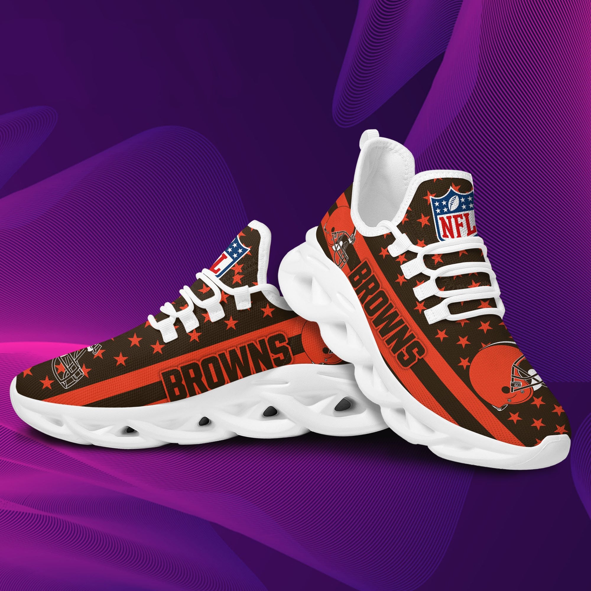 Ideafootwear Cleveland Browns NFL Max Soul Shoes Sneakers For Men And Women