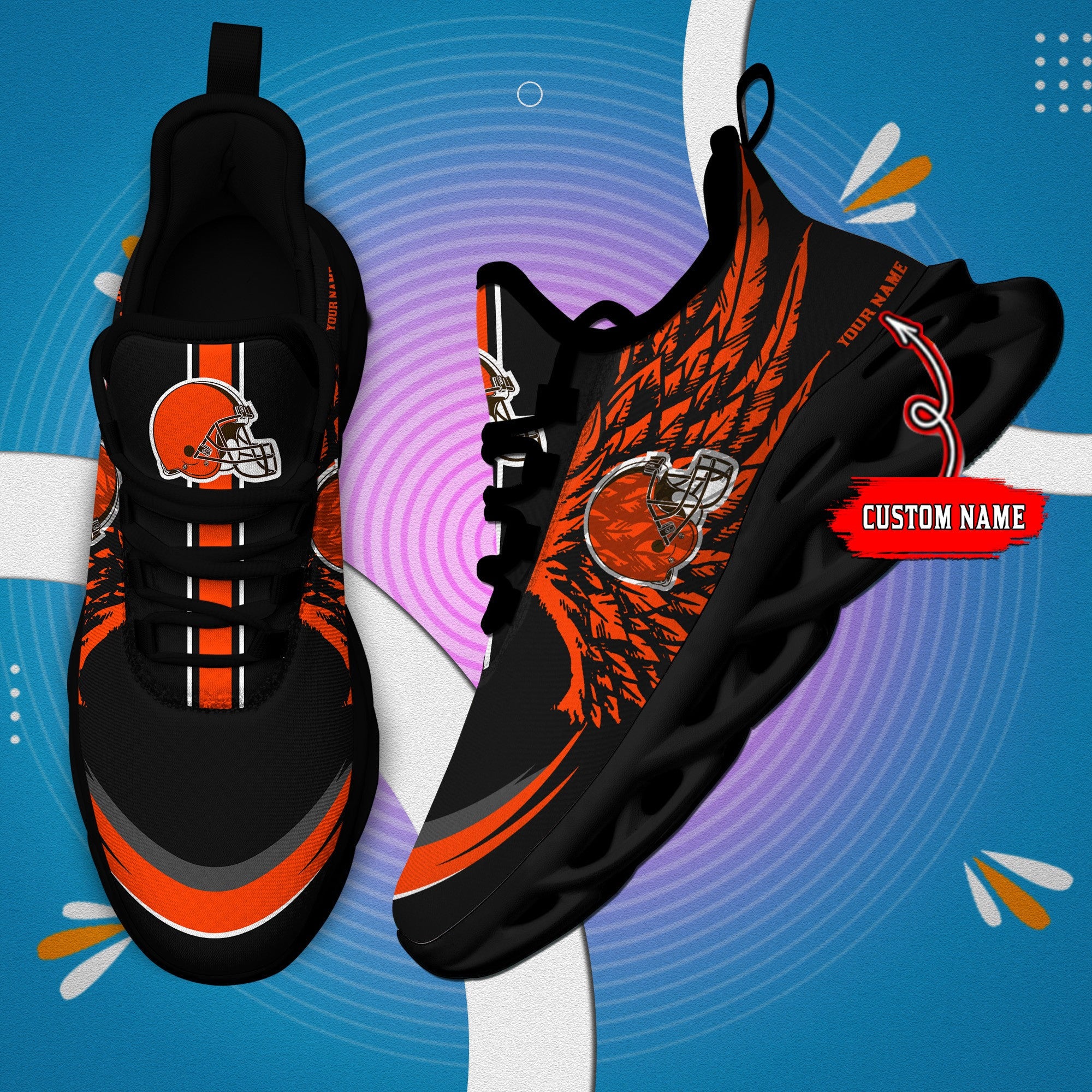 Ideafootwear Cleveland Browns NFL Max Soul Shoes Sneakers For Men And Women