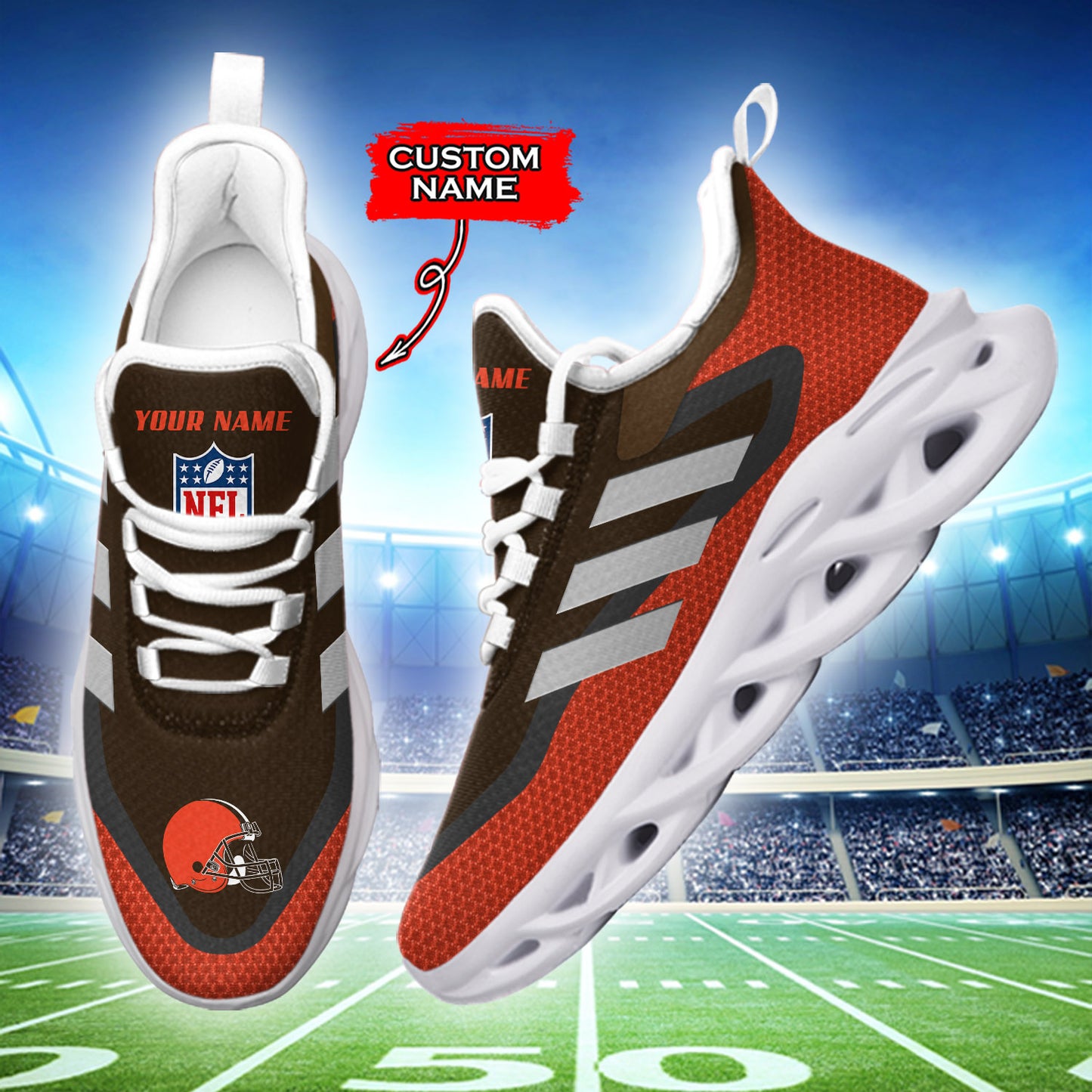 Ideafootwear Cleveland Browns NFL Max Soul Shoes Sneakers For Men And Women