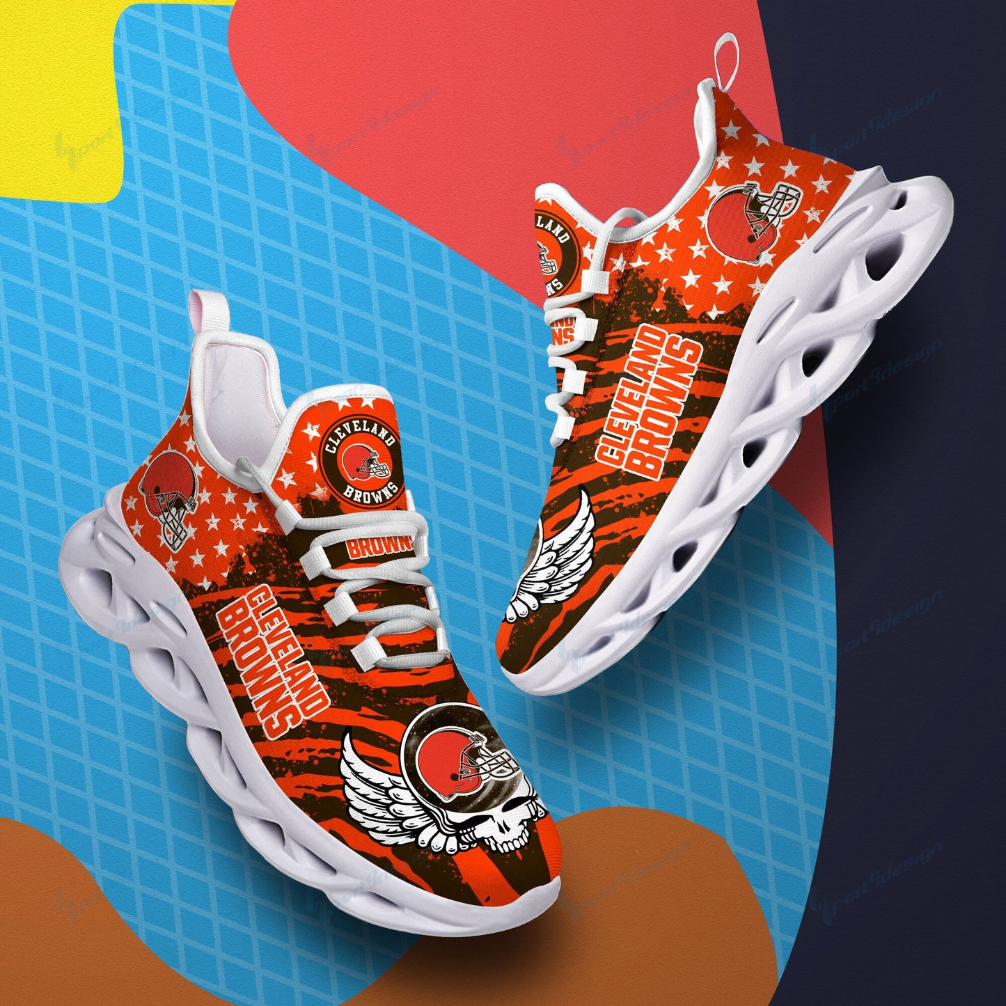 Ideafootwear Cleveland Browns NFL Max Soul Shoes Sneakers For Men And Women