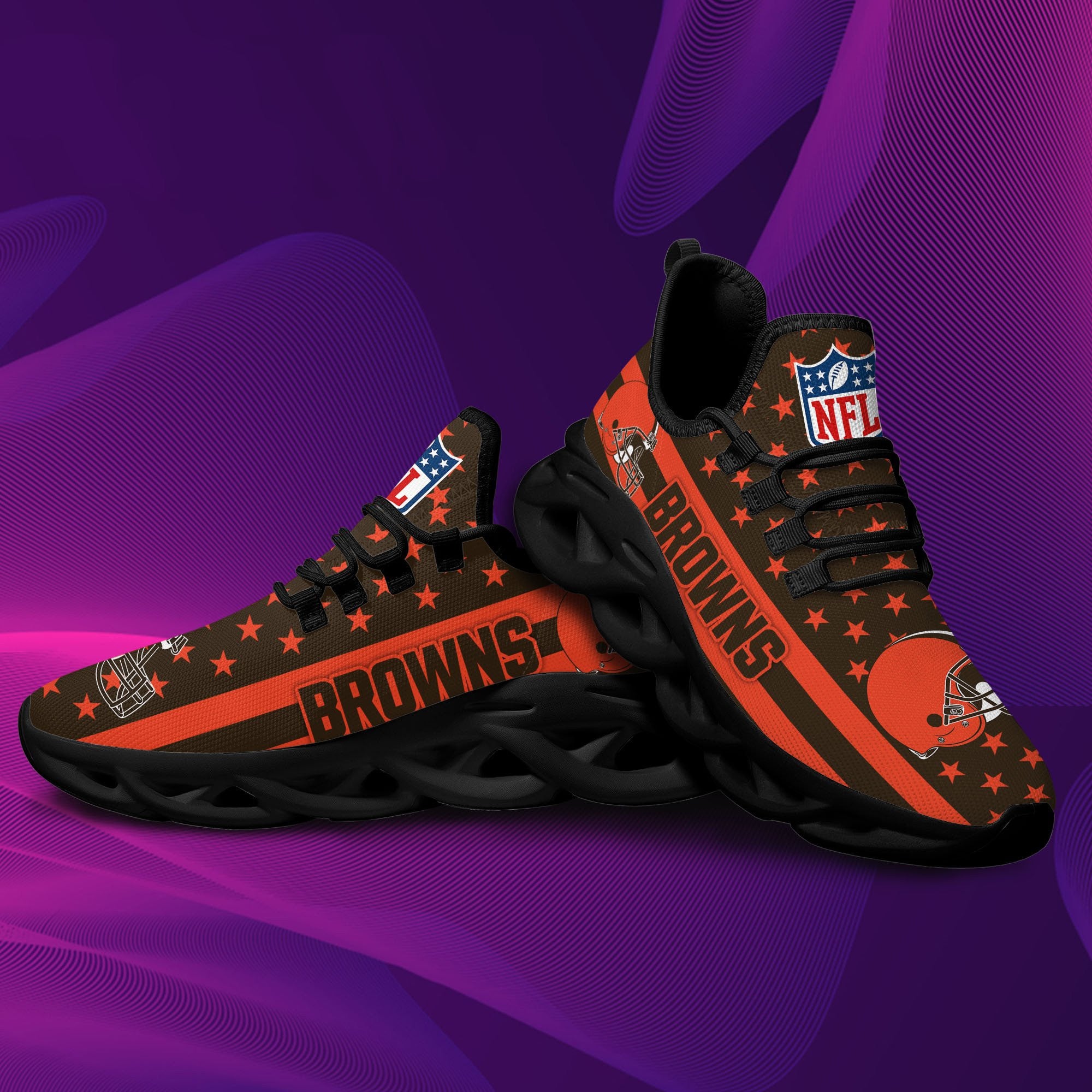 Ideafootwear Cleveland Browns NFL Max Soul Shoes Sneakers For Men And Women