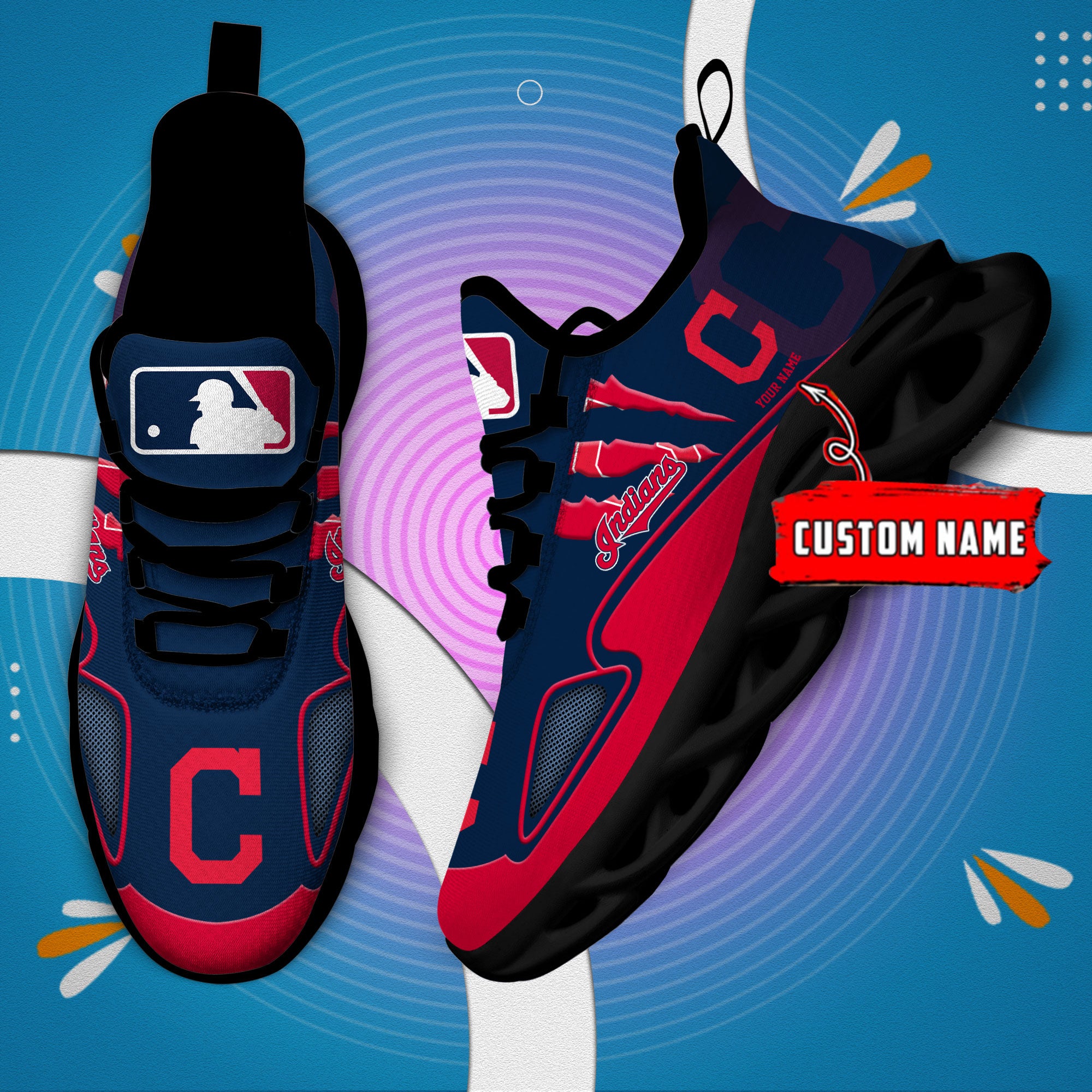 Ideafootwear Cleveland Indians Max Soul Shoes Sneakers For Men And Women