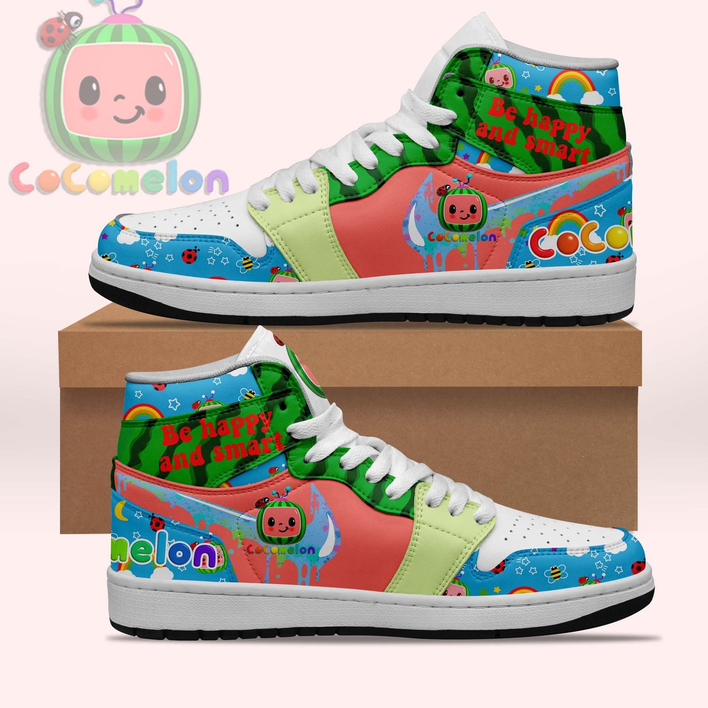 Ideafootwear Cocomelon AJ1 High Sneakers Shoes For Men And Women