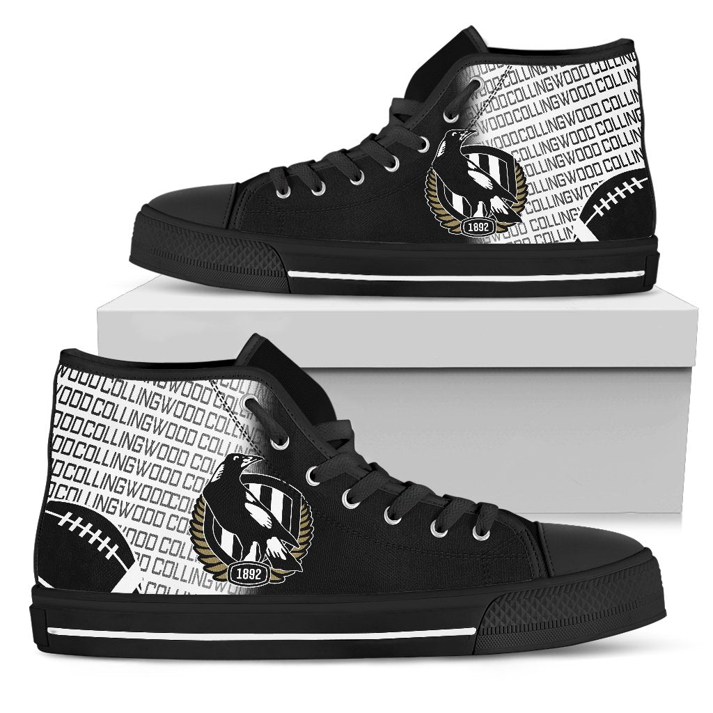 Ideafootwear Collingwood Magpies High Top Canvas Sneakers Shoes For Men And Women