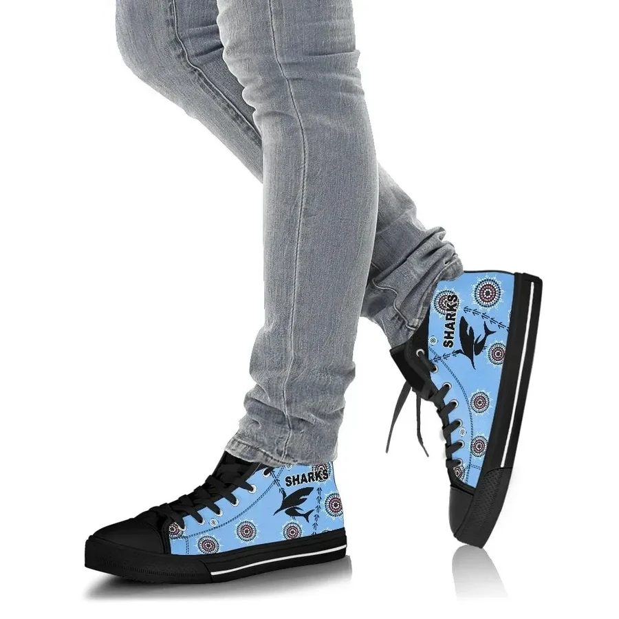 Ideafootwear Cronulla-Sutherland Sharks High Top Canvas Sneakers Shoes For Men And Women