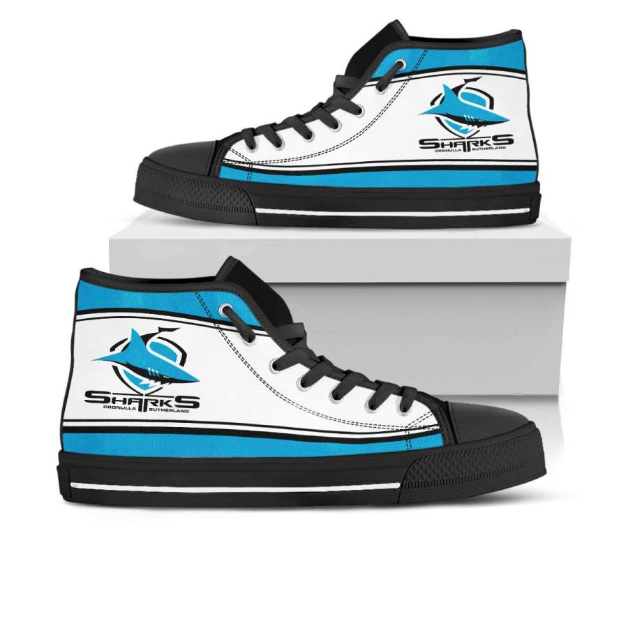 Ideafootwear Cronulla-Sutherland Sharks High Top Canvas Sneakers Shoes For Men And Women