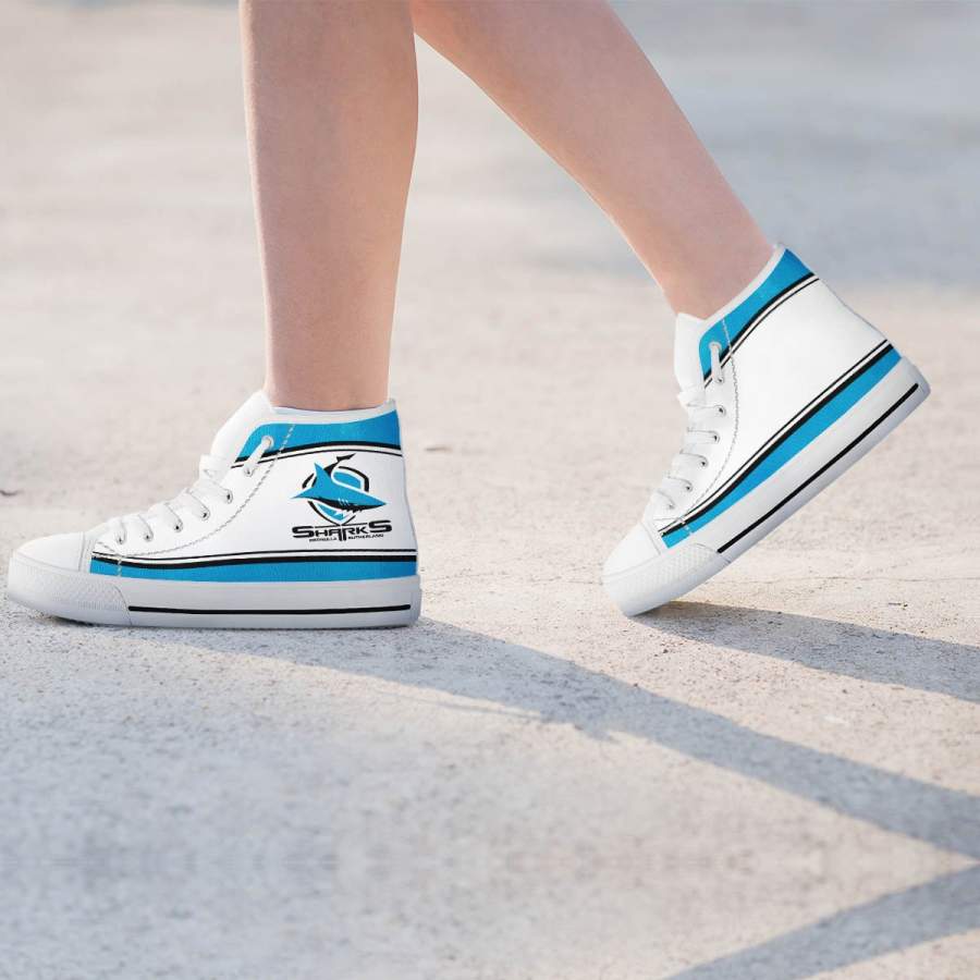 Ideafootwear Cronulla-Sutherland Sharks High Top Canvas Sneakers Shoes For Men And Women