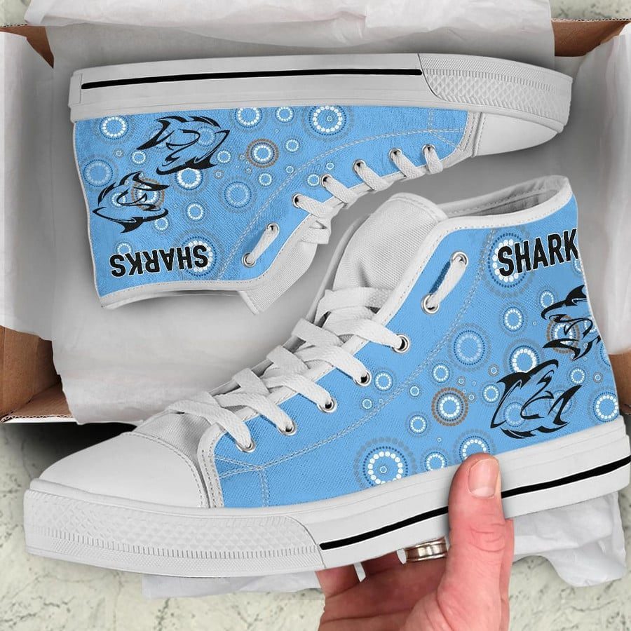 Ideafootwear Cronulla-Sutherland Sharks High Top Canvas Sneakers Shoes For Men And Women