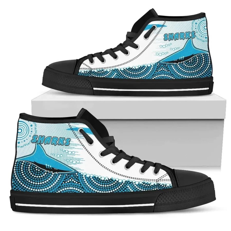 Ideafootwear Cronulla-Sutherland Sharks High Top Canvas Sneakers Shoes For Men And Women
