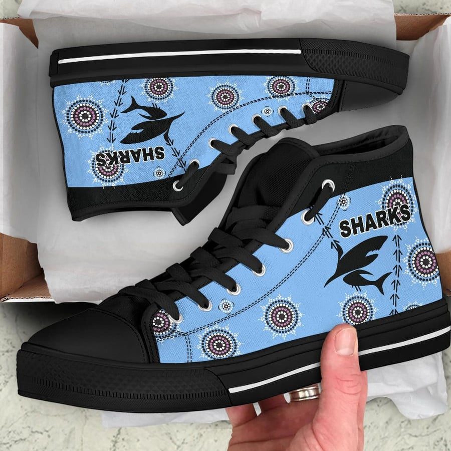 Ideafootwear Cronulla-Sutherland Sharks High Top Canvas Sneakers Shoes For Men And Women
