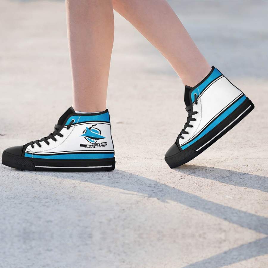 Ideafootwear Cronulla-Sutherland Sharks High Top Canvas Sneakers Shoes For Men And Women
