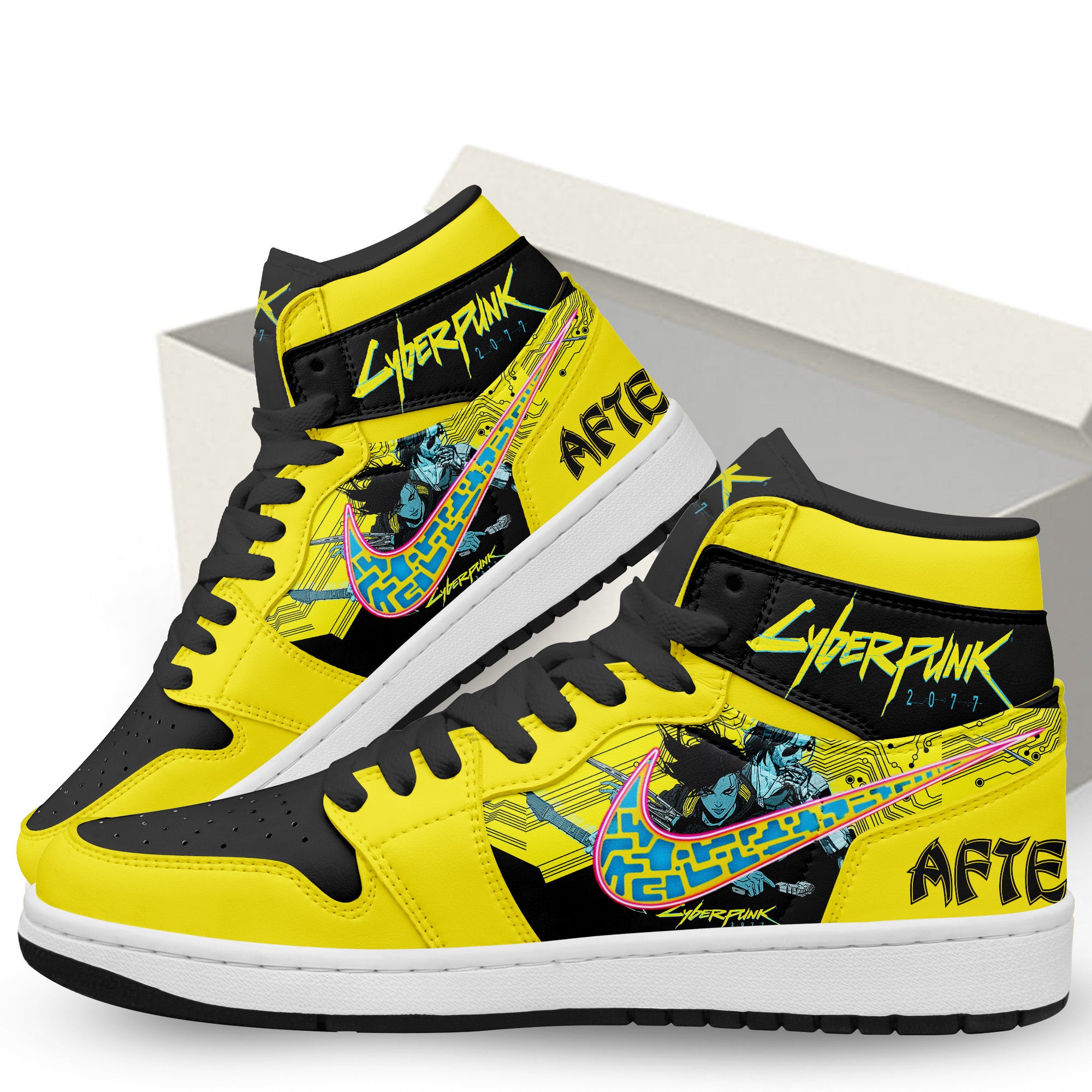 Ideafootwear Cyberpunk 2077 AJ1 High Sneakers Shoes For Men And Women