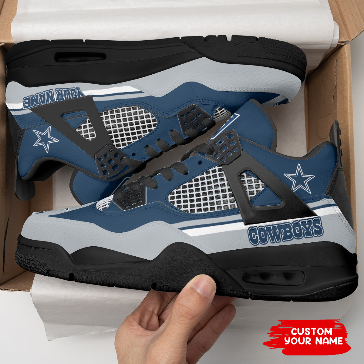 Ideafootwear Dallas Cowboys AJ4 Sneakers Shoes For Men And Women