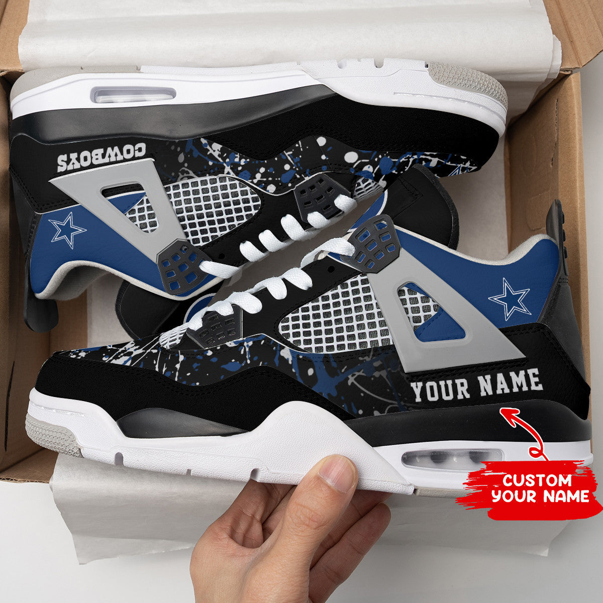 Ideafootwear Dallas Cowboys AJ4 Sneakers Shoes For Men And Women