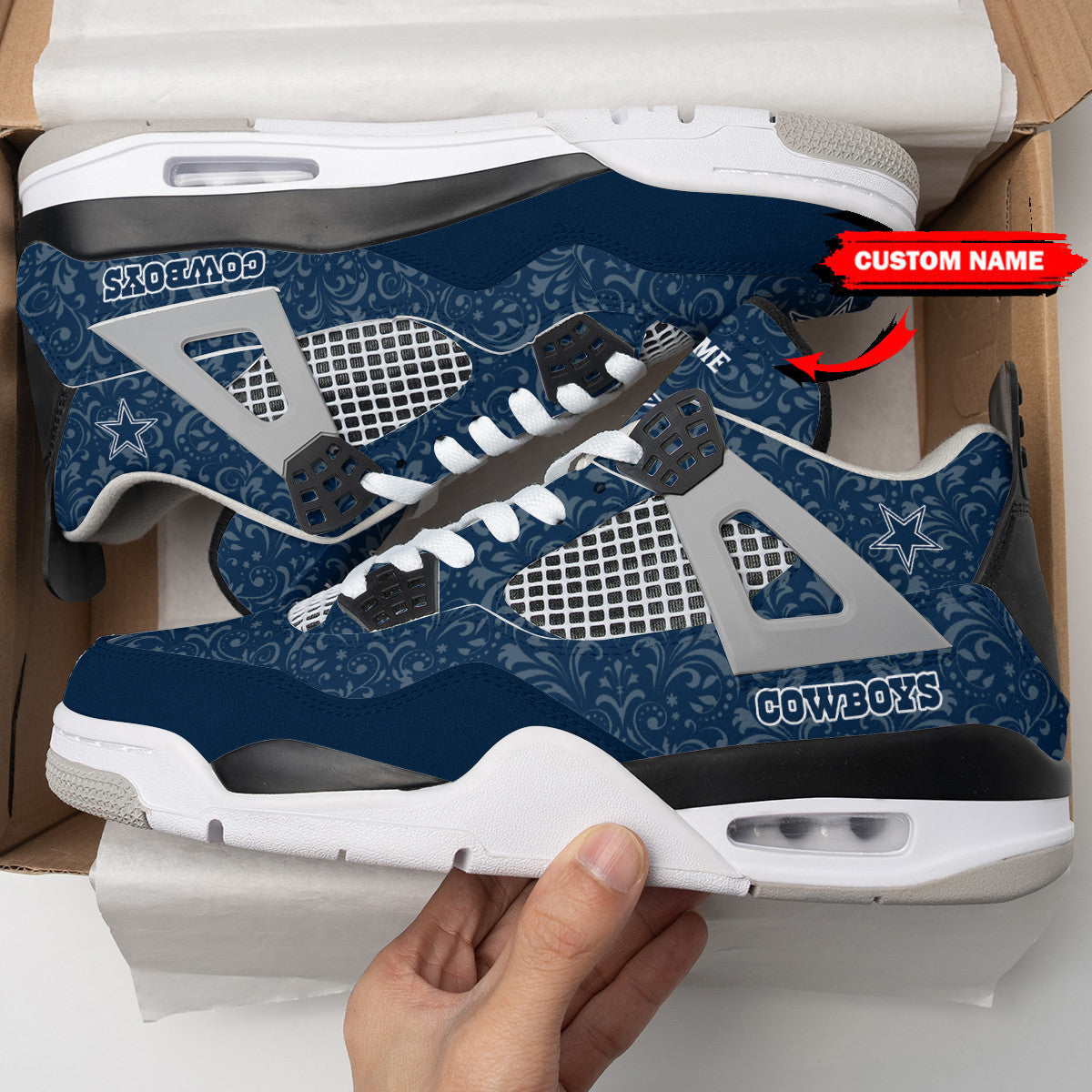Ideafootwear Dallas Cowboys AJ4 Sneakers Shoes For Men And Women