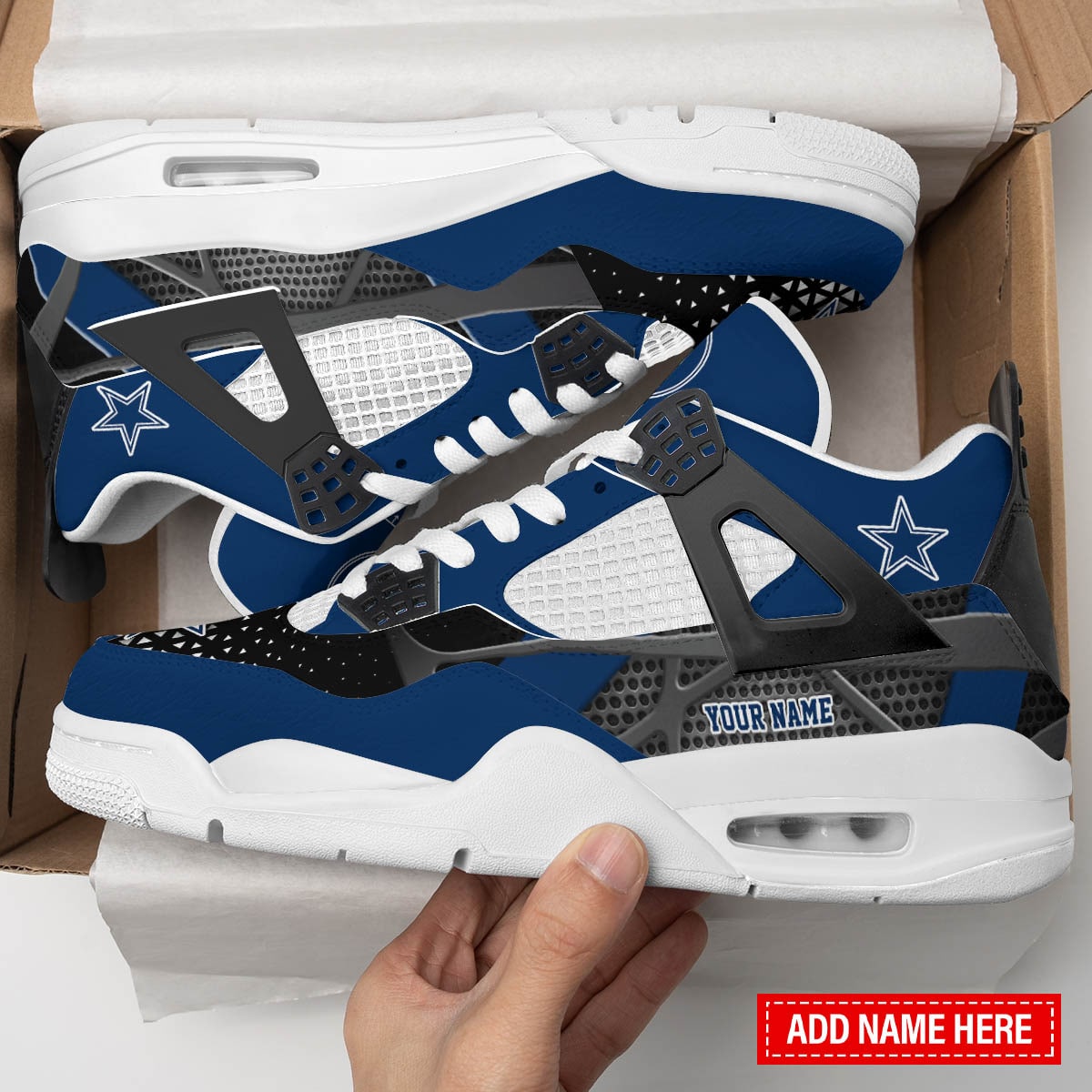 Ideafootwear Dallas Cowboys AJ4 Sneakers Shoes For Men And Women