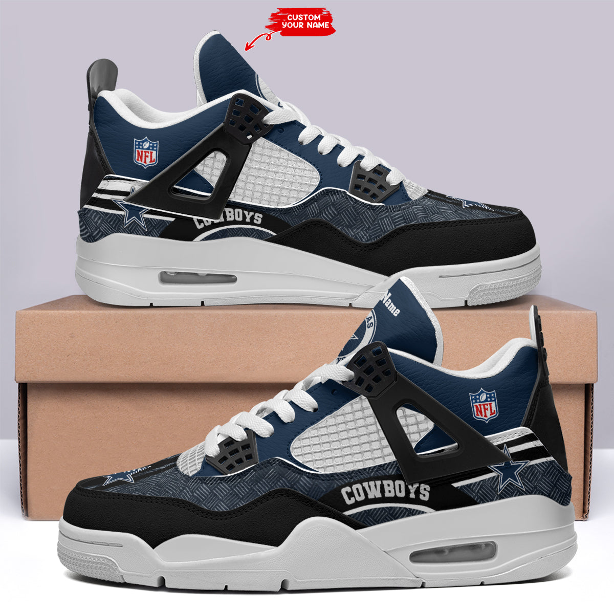 Ideafootwear Dallas Cowboys AJ4 Sneakers Shoes For Men And Women