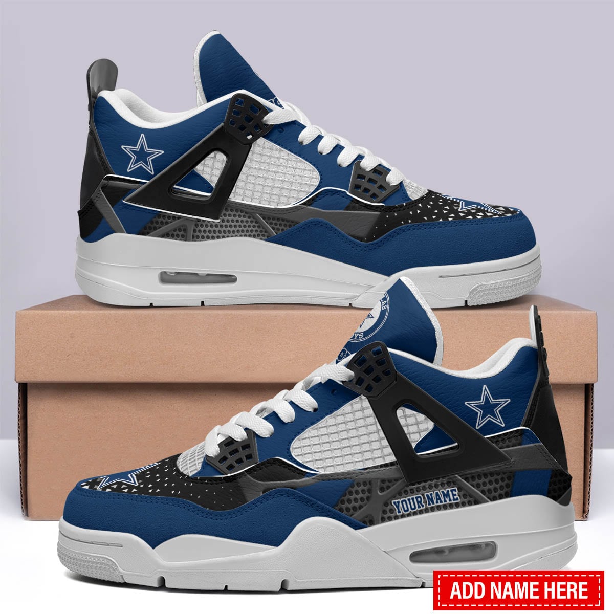 Ideafootwear Dallas Cowboys AJ4 Sneakers Shoes For Men And Women