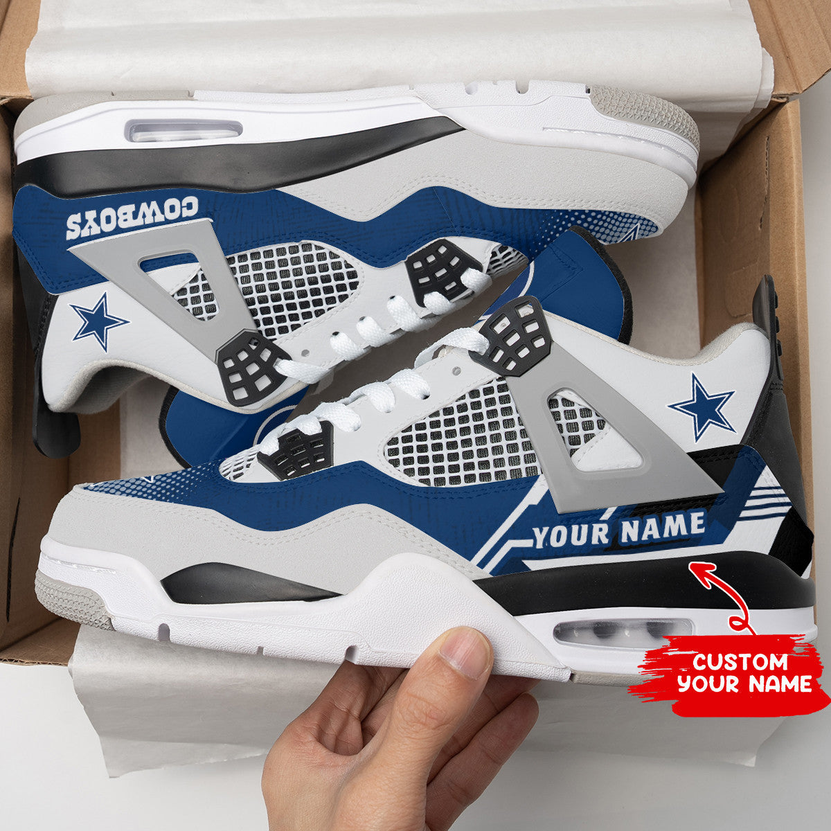 Ideafootwear Dallas Cowboys AJ4 Sneakers Shoes For Men And Women