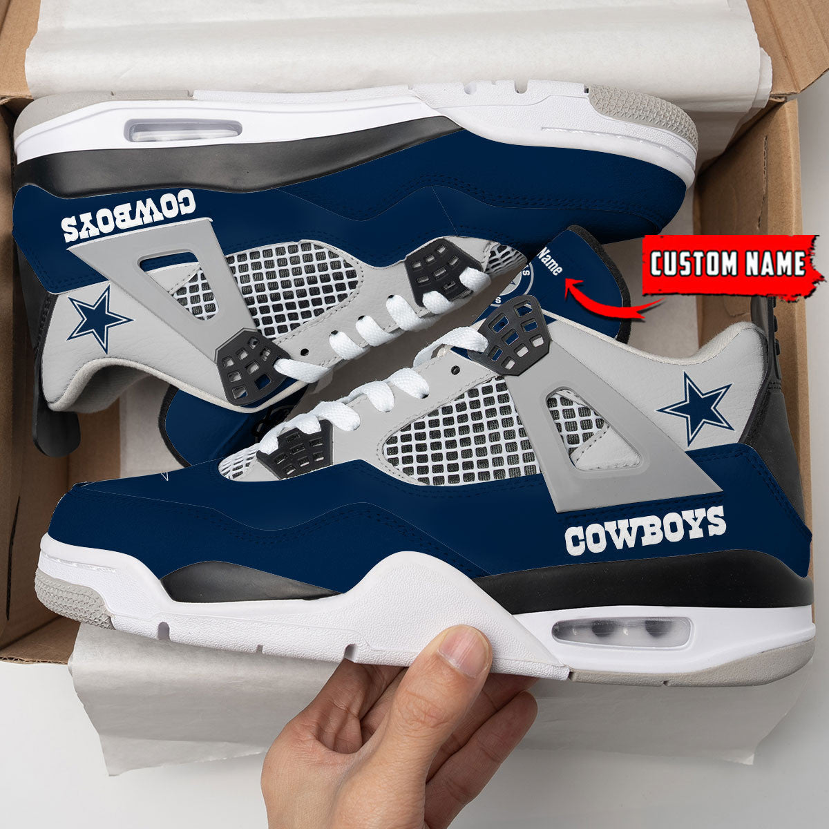 Ideafootwear Dallas Cowboys AJ4 Sneakers Shoes For Men And Women