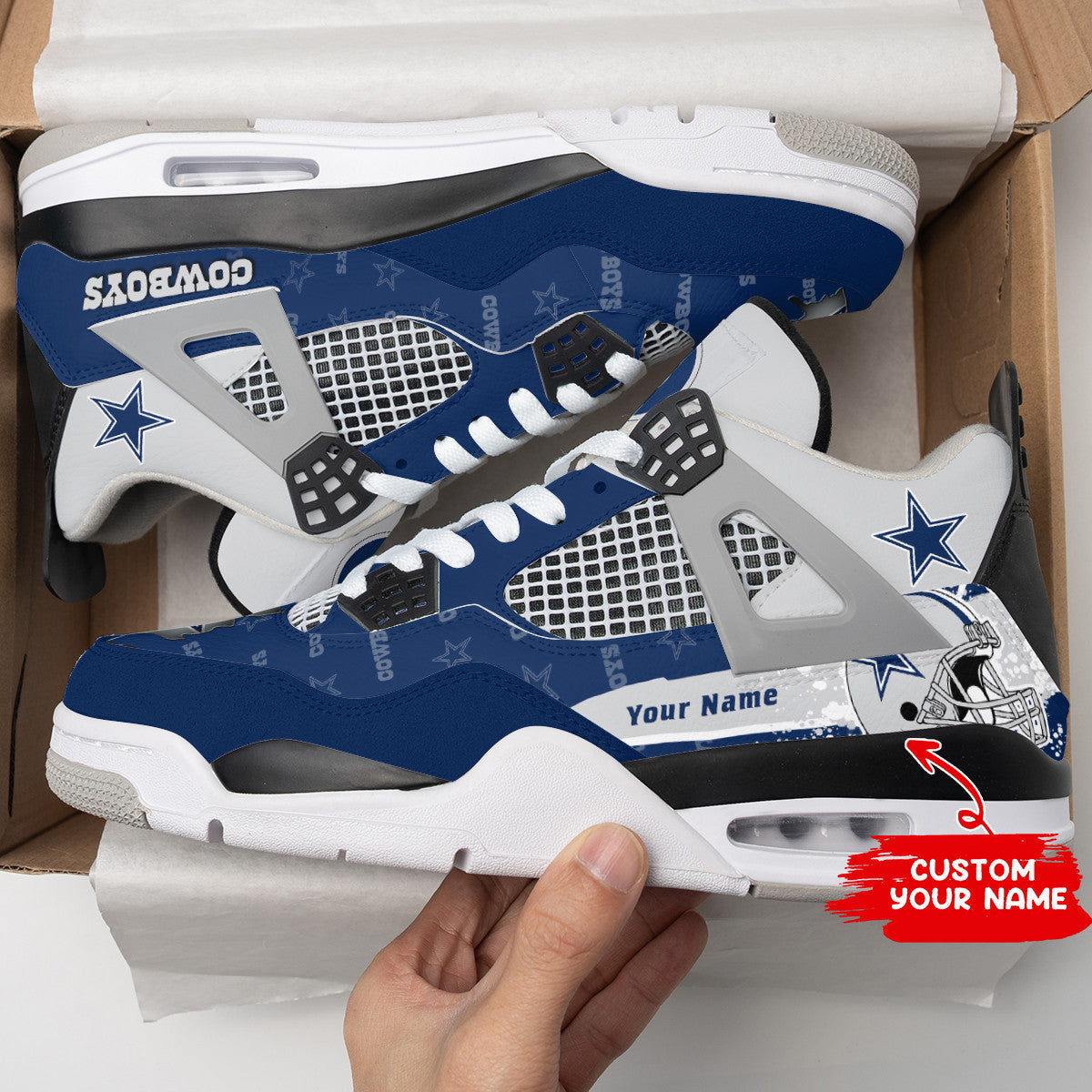 Ideafootwear Dallas Cowboys AJ4 Sneakers Shoes For Men And Women
